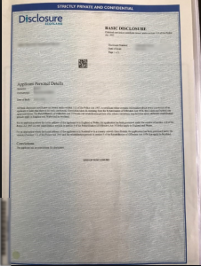 Example of a Basic Disclosure Certificate (Disclosure Scotland)